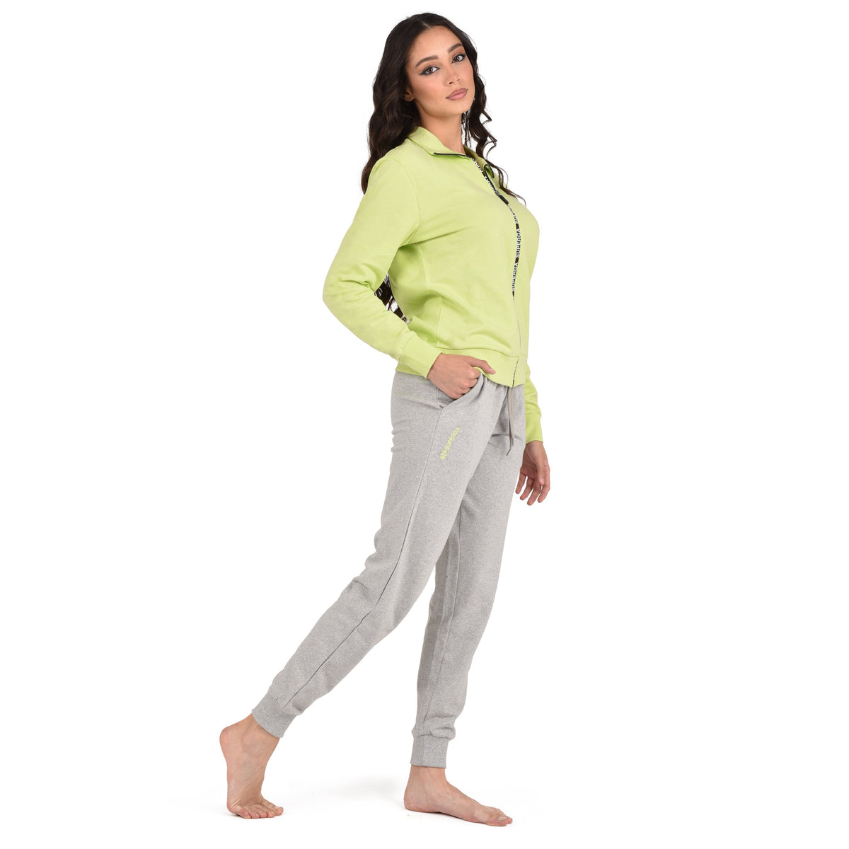 Tuta donna Superga cotone SWS23205 lime grigio melange