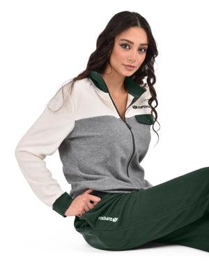 Tuta completo pigiama micropolar donna Superga con zip 22430 verde scuro