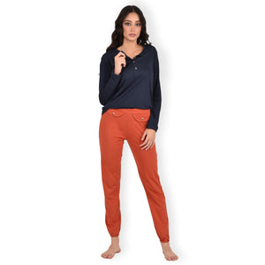 Pigiama donna Jadea cotone primaverile 3140 blu aragosta