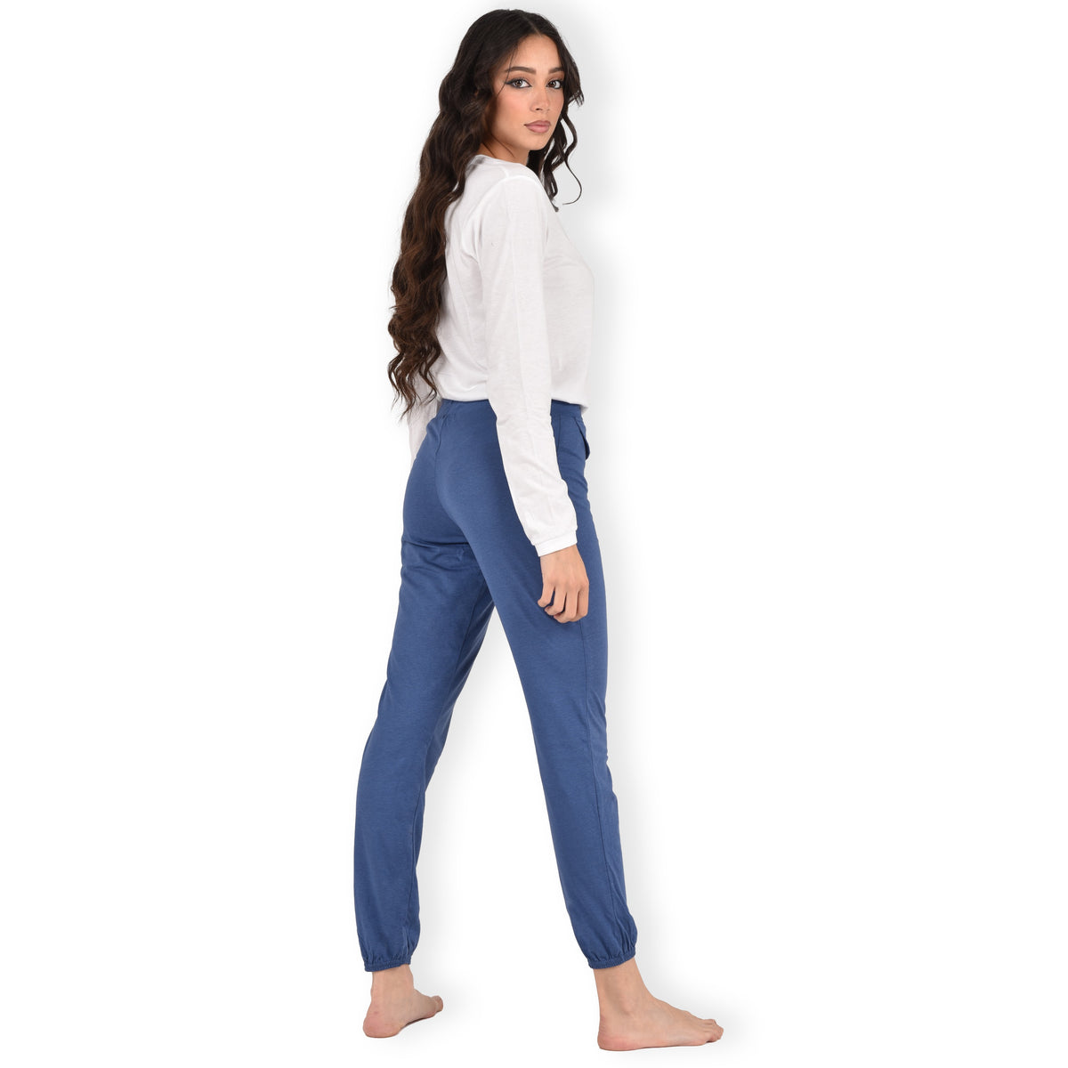 Pigiama donna Jadea cotone primaverile 3140 bianco jeans