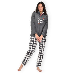 Pigiama donna invernale coral collo alto antracite infiore HML0813