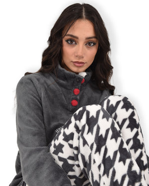 Pigiama donna invernale coral collo alto antracite infiore HML0813