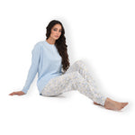 Pigiama donna Cippi 2220 caldo cotone fiori classico celeste