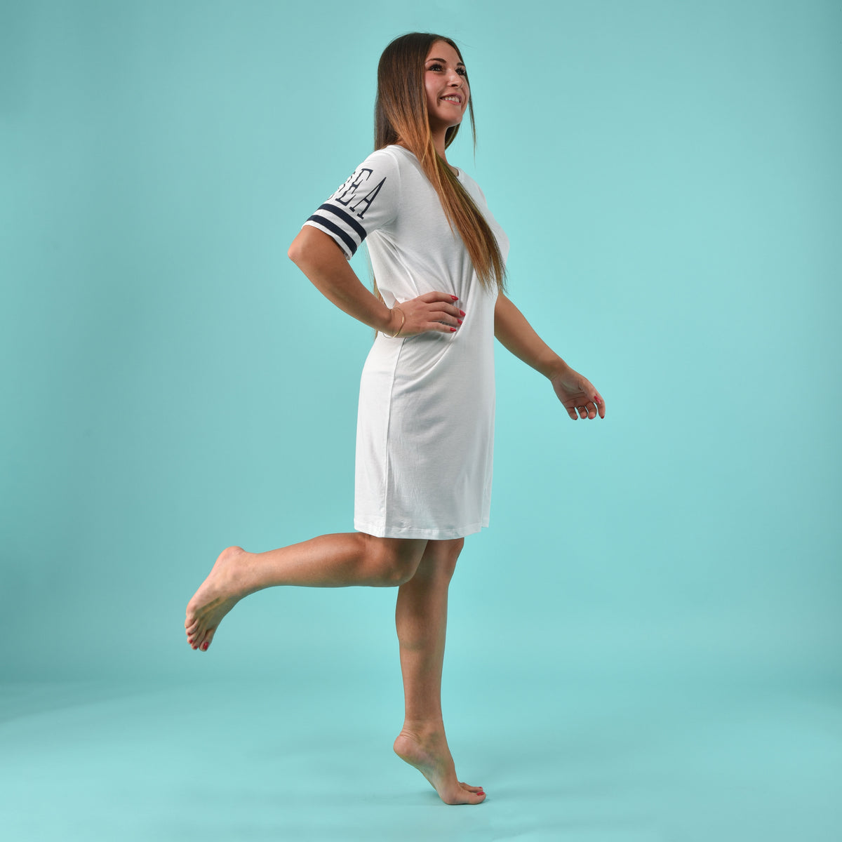 Maxi maglia estiva abitino Jadea 3139 cotone modal bianco