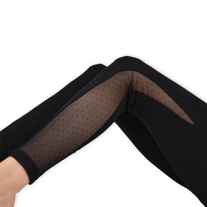 Leggings con fascia semitrasparente laterale nero Jadea galà 4457