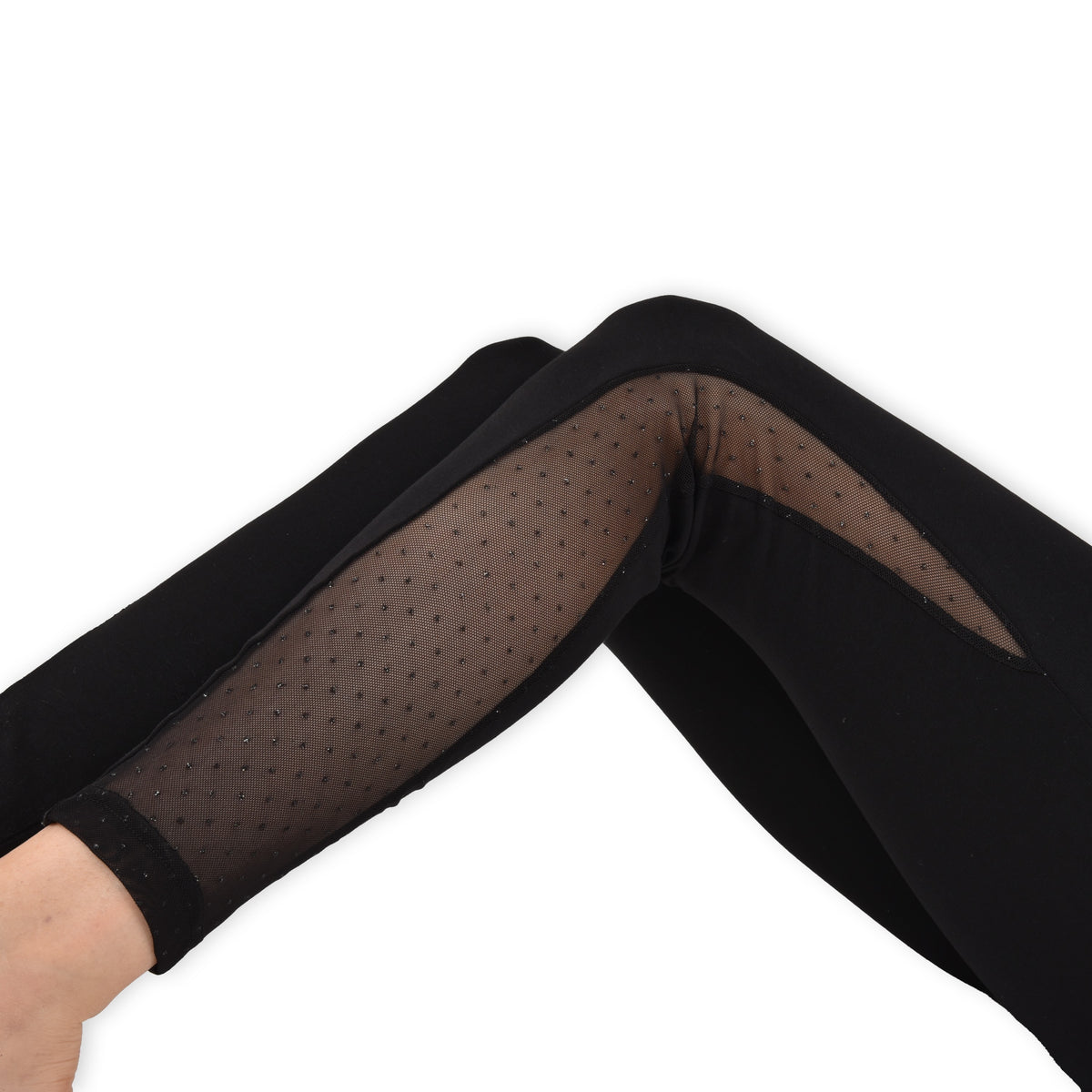 Leggings con fascia semitrasparente laterale nero Jadea galà 4457