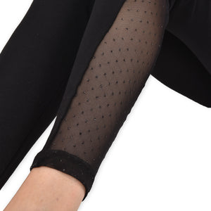 Leggings con fascia semitrasparente laterale nero Jadea galà 4457