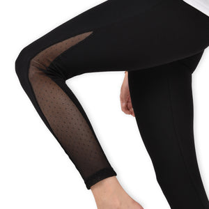 Leggings con fascia semitrasparente laterale nero Jadea galà 4457