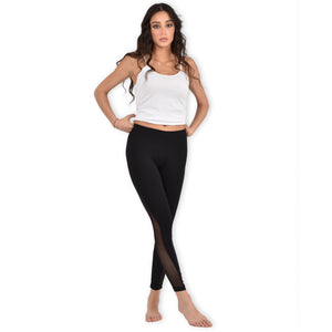Leggings con fascia semitrasparente laterale nero Jadea galà 4457
