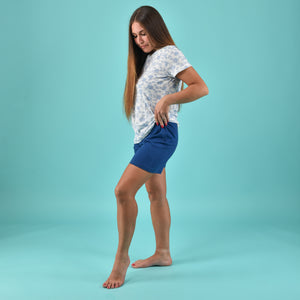 Pigiama donna estivo corto Il Granchio GP5006 panna azzurro
