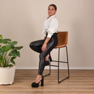 Leggings Jadea vita alta vita arricciata rouge effetto pelle e tessuto 4229