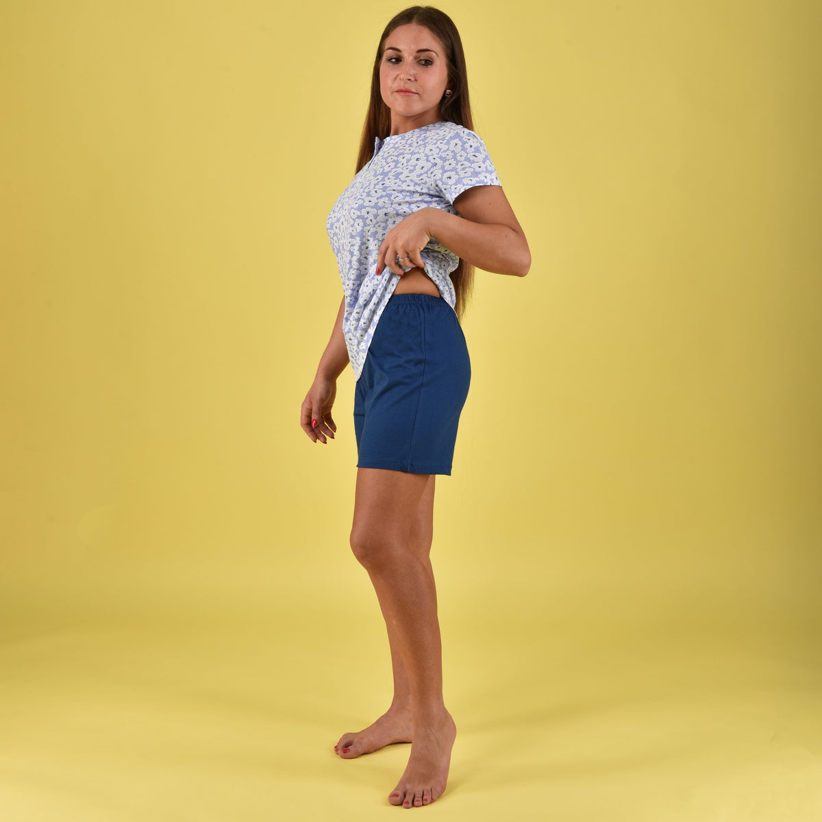 Pigiama donna corto estivo blu Il granchio GP5008 