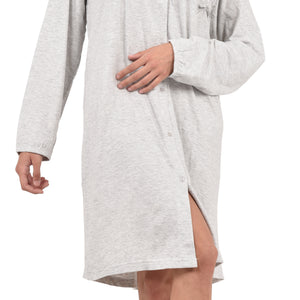 Cippi camicia da notte donna aperta 2629 100% cotone grigio chiaro melange
