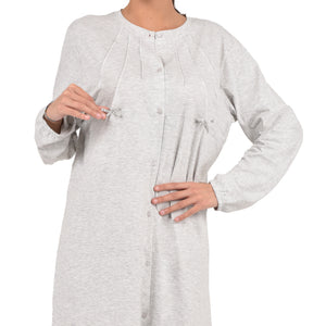 Cippi camicia da notte donna aperta 2629 100% cotone grigio chiaro melange