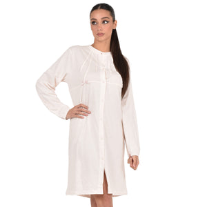 Camicia da notte donna aperta Cippi 2629 100% cotone panna