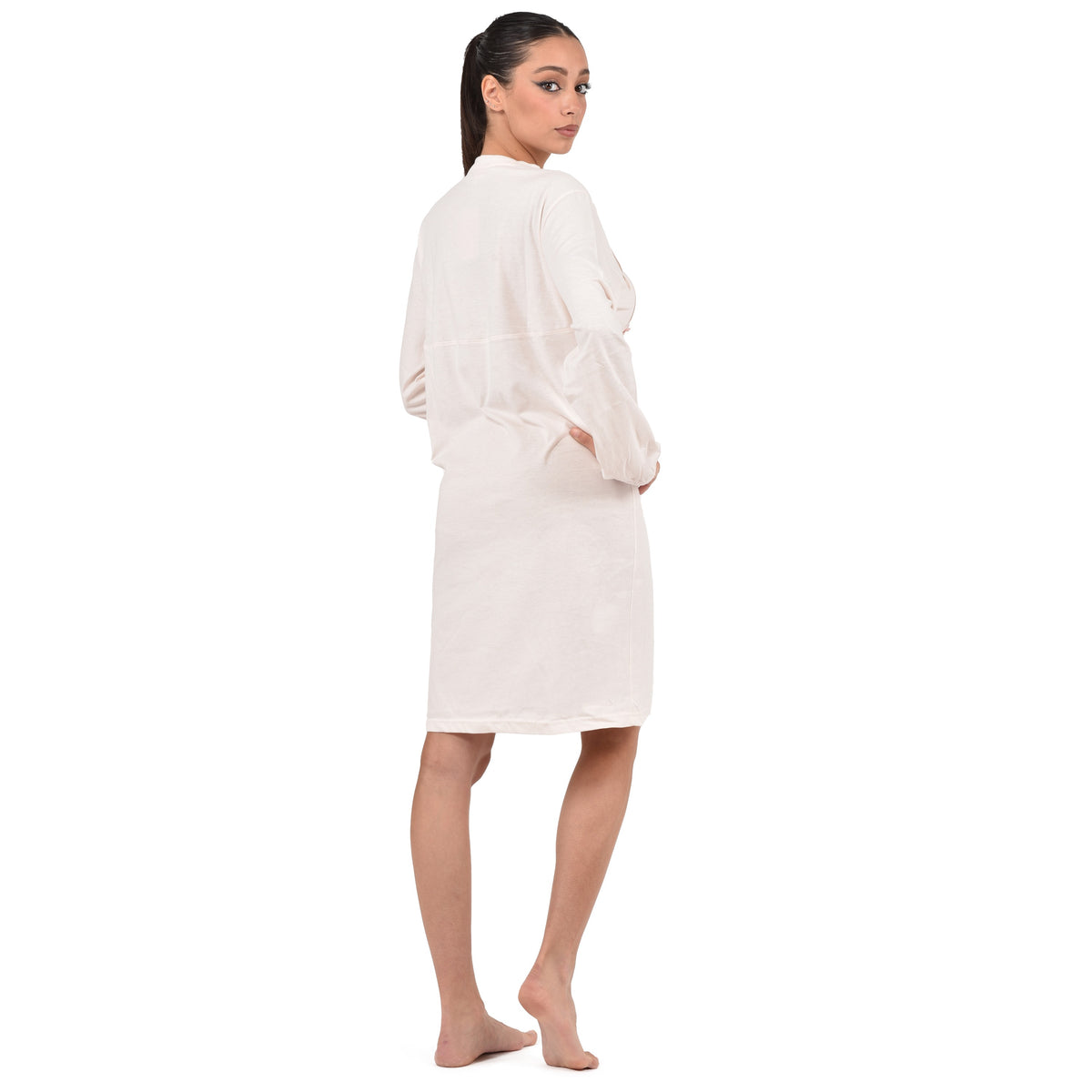 Camicia da notte donna aperta Cippi 2629 100% cotone panna
