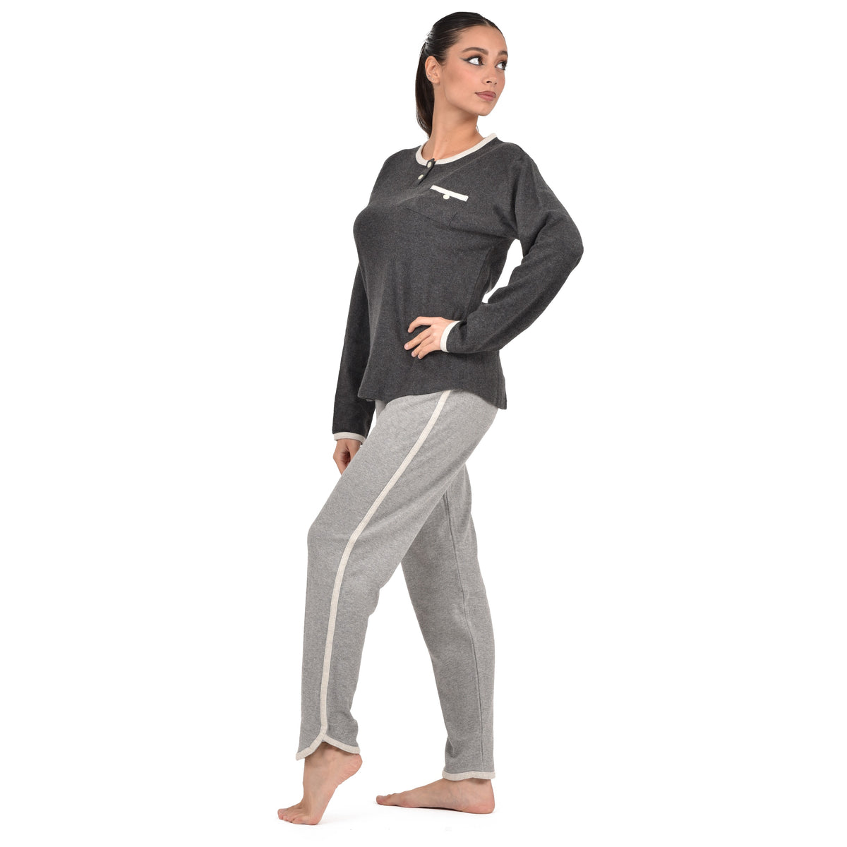 Pigiama donna punto milano grigio piombo Cippi 2248 