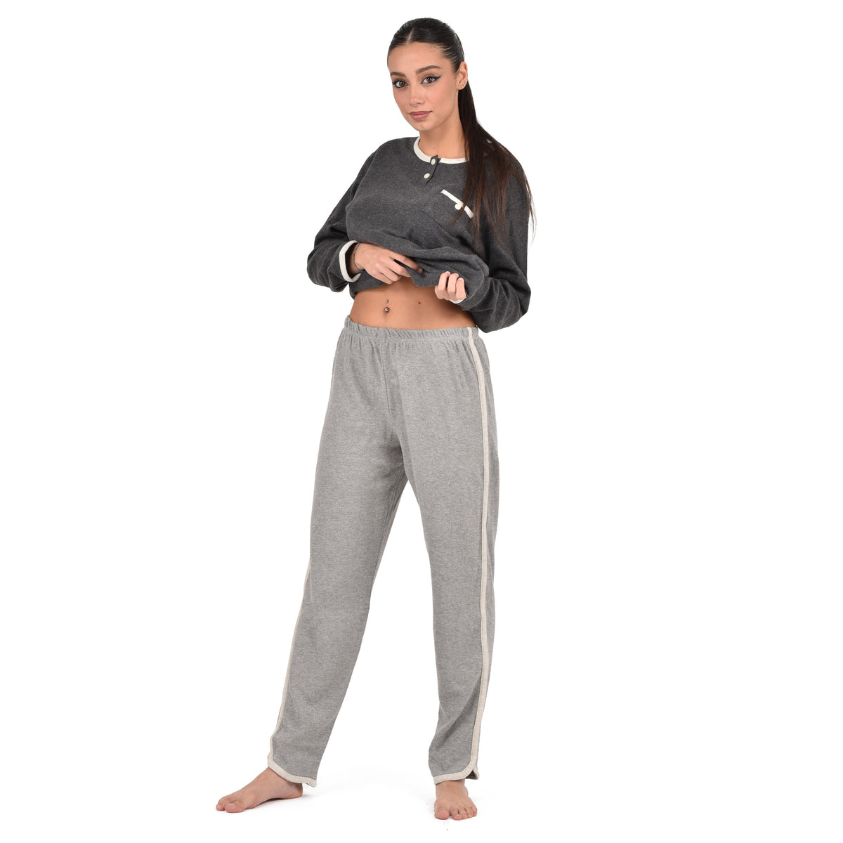 Pigiama donna punto milano grigio piombo Cippi 2248 