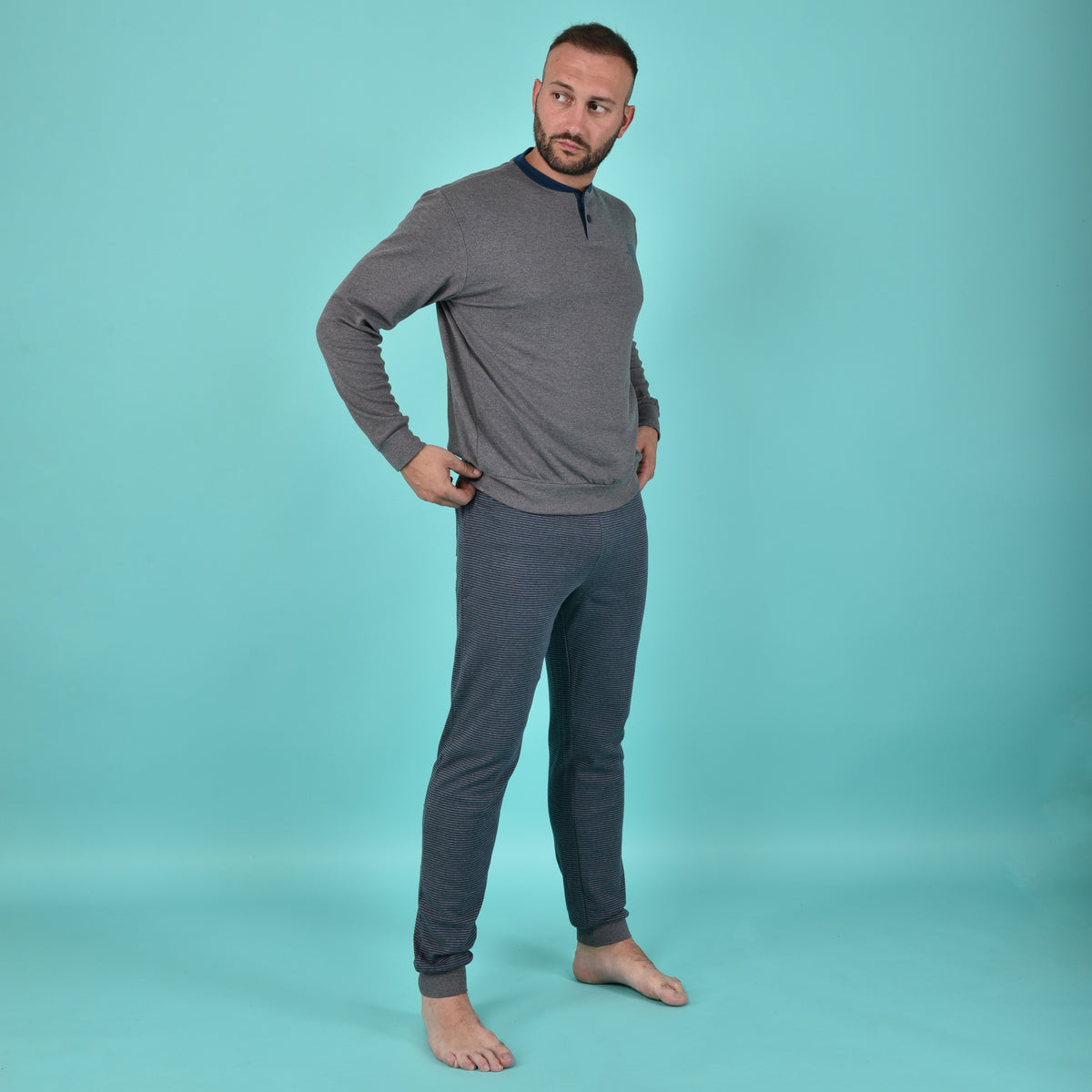 Pigiama uomo caldo cotone pantalone a righe Navigare 2141224 