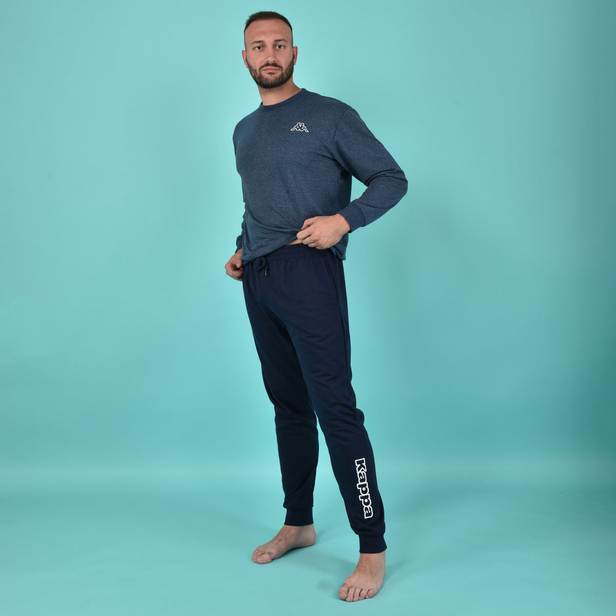 Pigiama uomo stile tuta Kappa KMS 22850 cotone Jeans Melange
