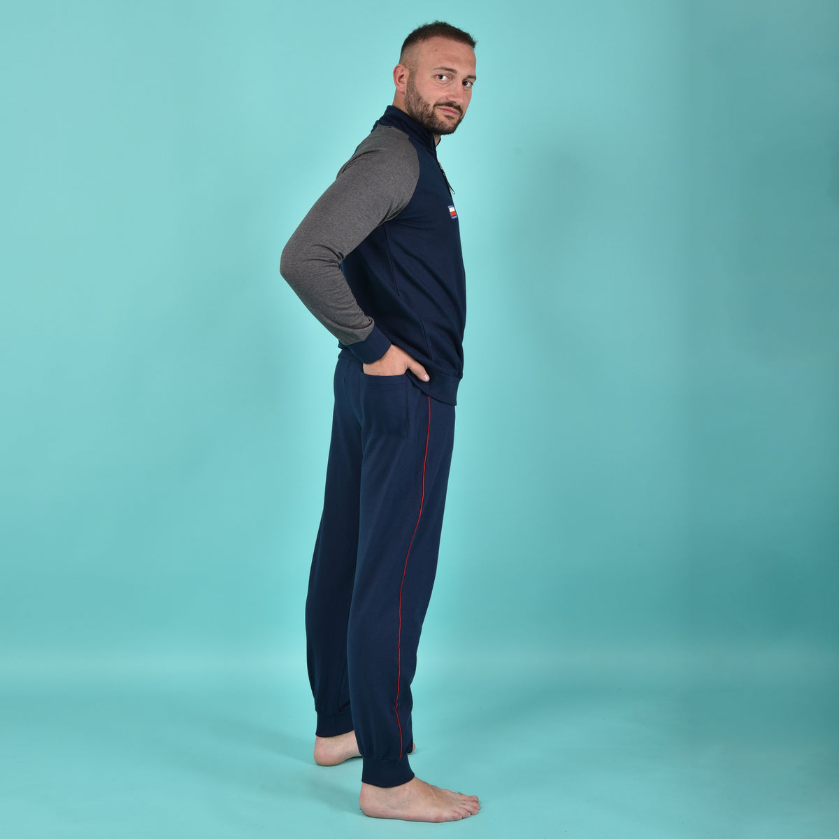 Pigiama uomo Navigare 2141251 aperto felpato navy