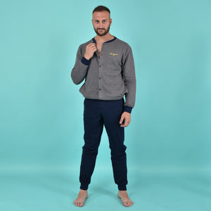 Pigiama uomo Navigare 2141234 a giacca invernale caldo cotone grigio 
