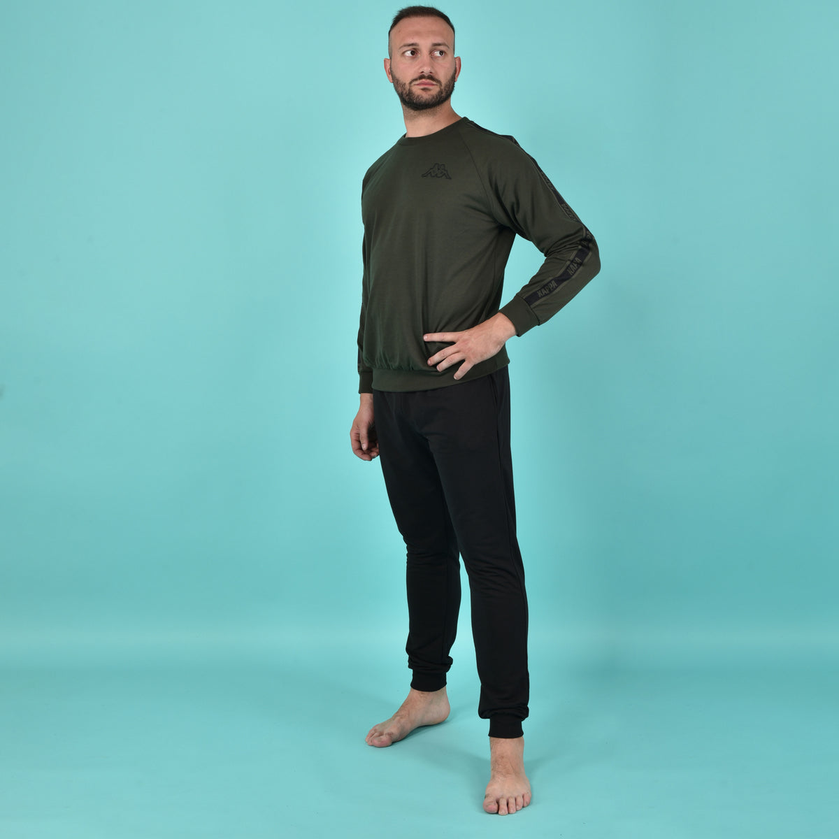 Pigiama uomo stile tuta Kappa KMS 22851 cotone verde militare