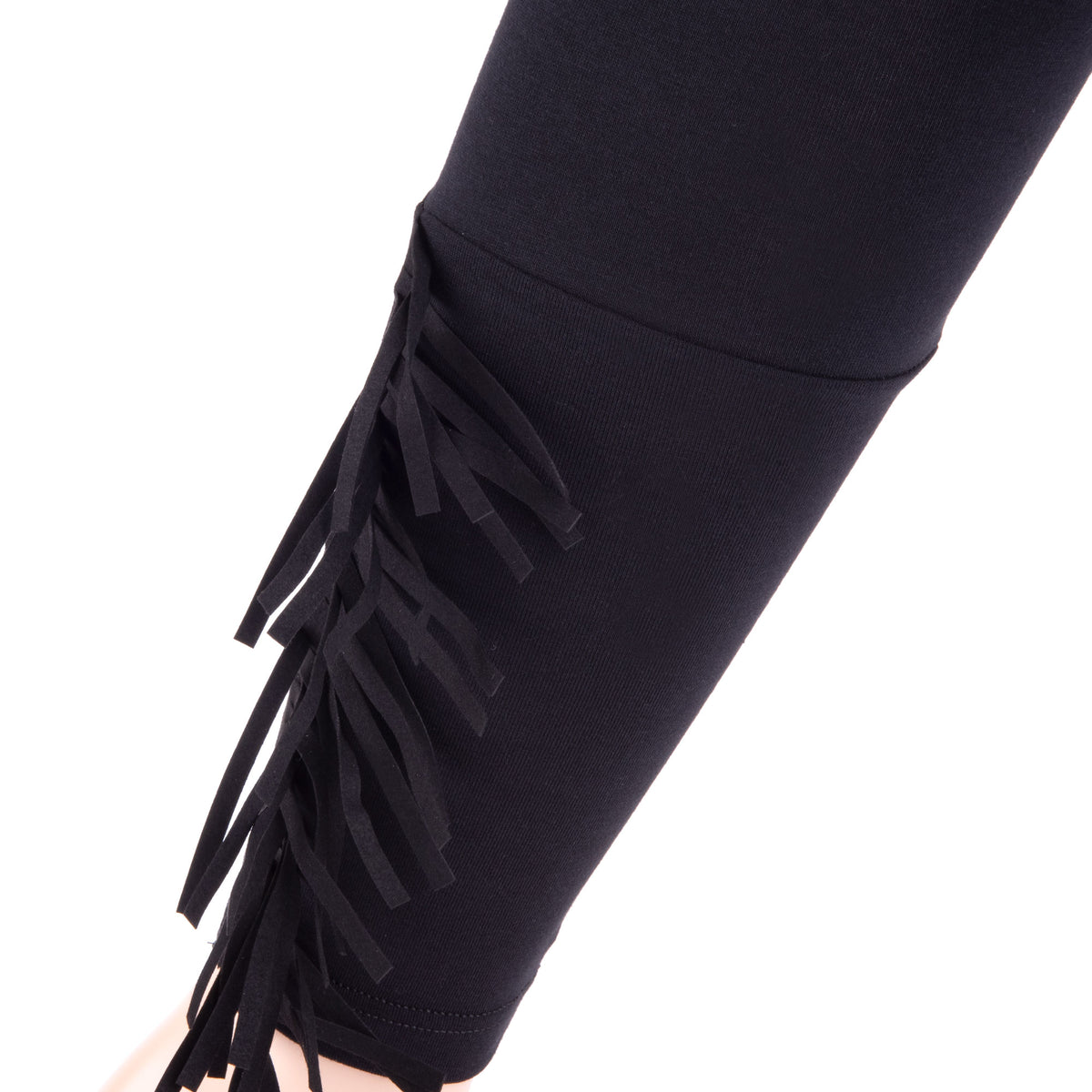 Leggings donna Jadea 4172 con frange cotone elasticizzato nero