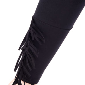 Leggings donna Jadea 4172 con frange cotone elasticizzato nero