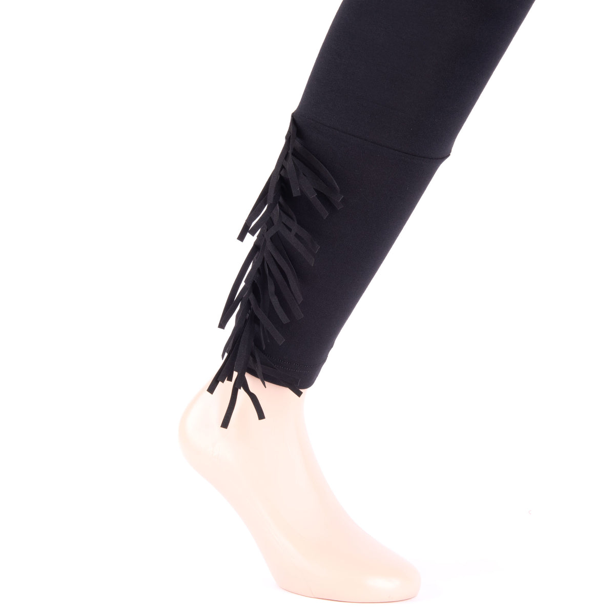 Leggings donna Jadea 4172 con frange cotone elasticizzato nero