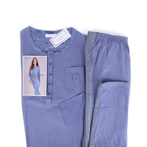 Pigiama donna Laura Biagiotti manica lunga cotone fascia lamè 96370 malva