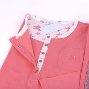 Pigiama donna Laura Biagiotti manica lunga cotone fascia lamè 96370 pesca