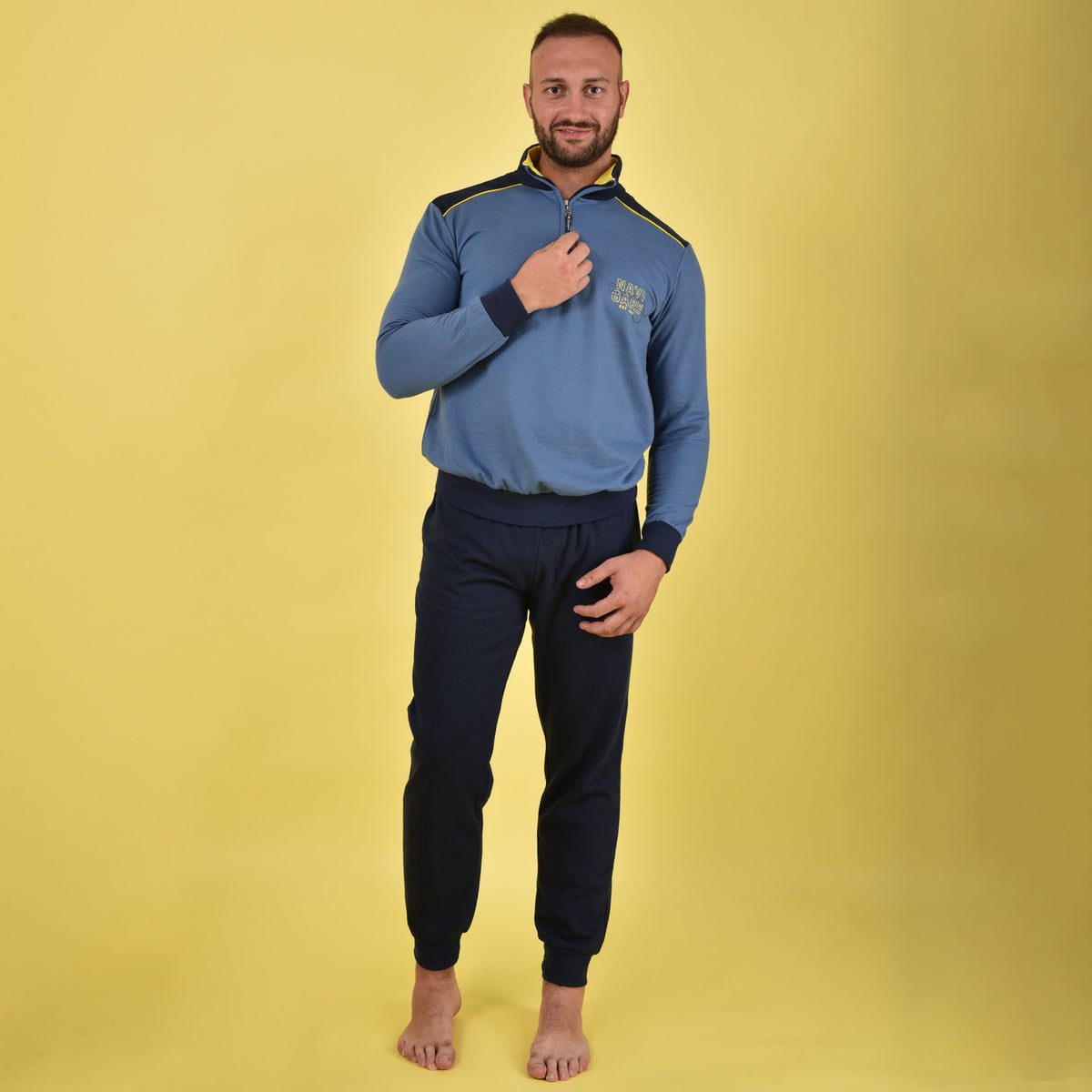 Pigiama stile tuta uomo cotone felpato jeans Navigare 2141253