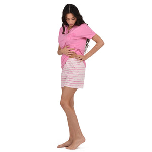 Pigiama donna corto Cippi 5706-S23 cotone rosa orchidea