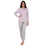 Pigiama donna 100% cotone Cippi 1955-B-S23 lavanda grigio melange