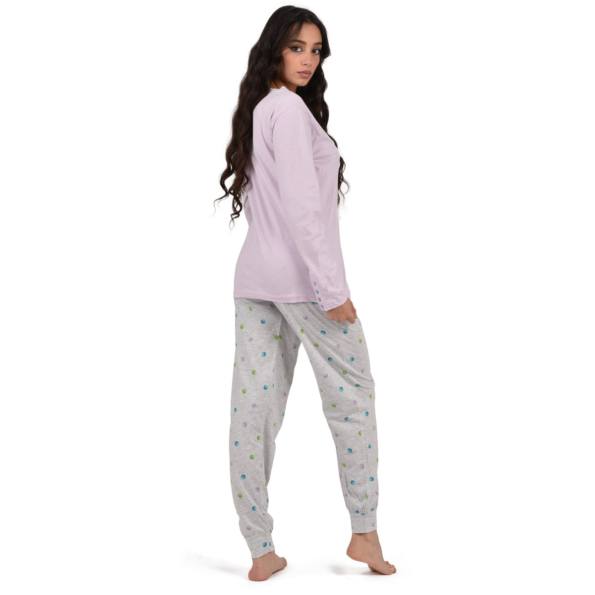 Pigiama donna 100% cotone Cippi 1955-B-S23 lavanda grigio melange