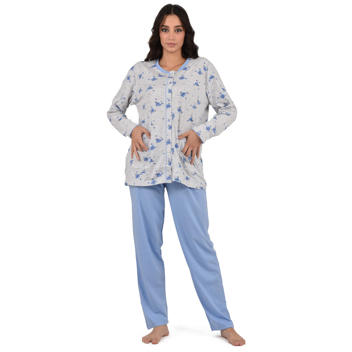 Pigiama donna cotone Cippi 1968-B-S23 pervinca grigio melange