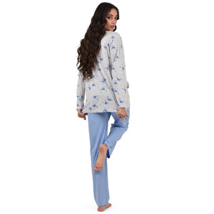 Pigiama donna cotone Cippi 1968-B-S23 pervinca grigio melange