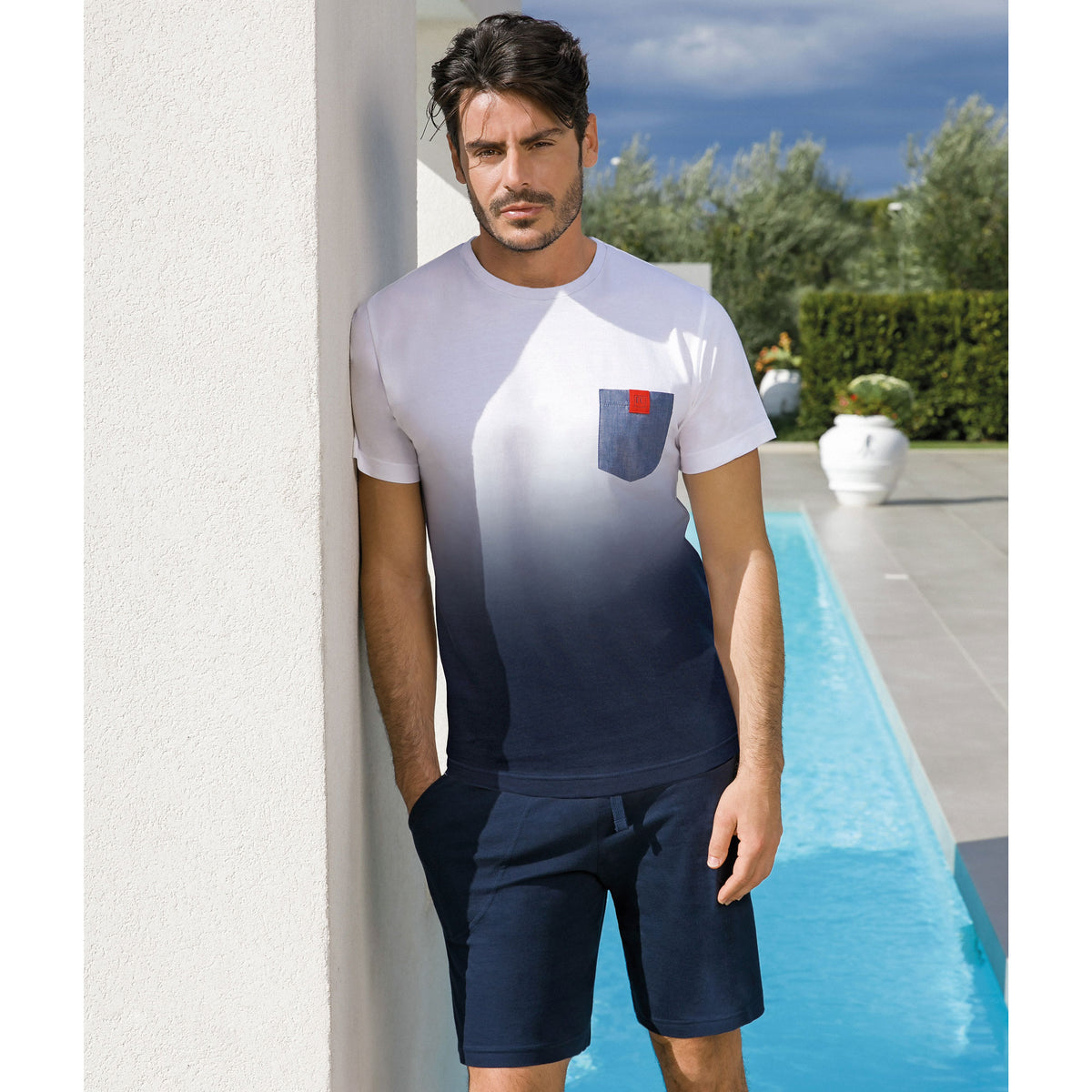 Pigiama uomo Enrico Coveri EA2037 corto cotone bianco