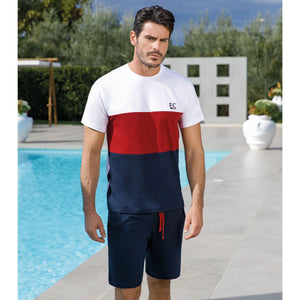 Pigiama uomo Enrico Coveri EA2038 corto cotone bianco