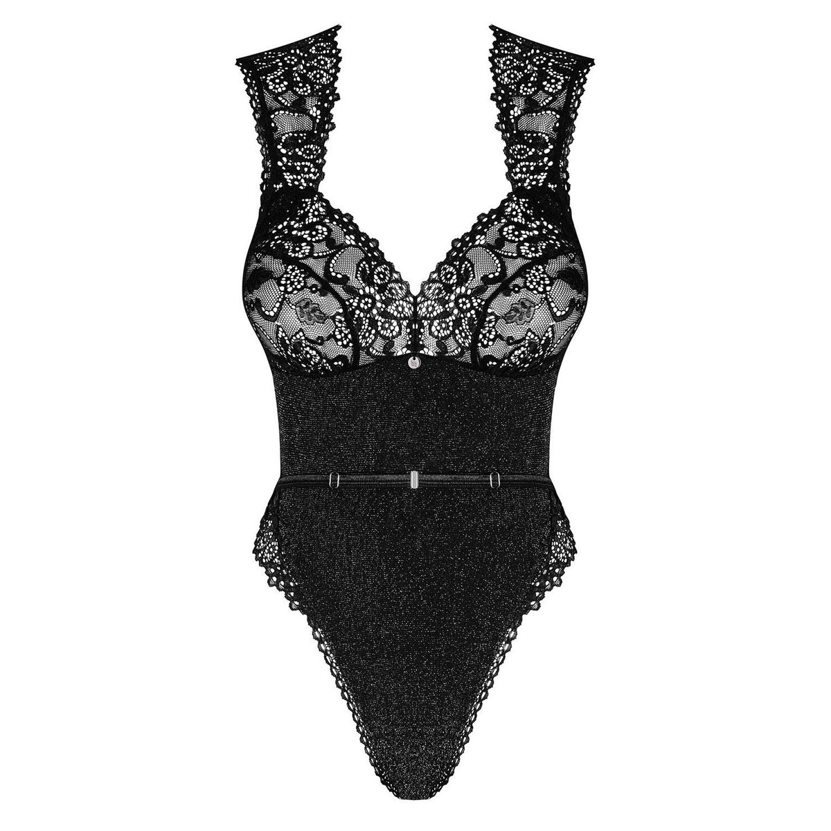 Sexy body Obsessive Elisetta teddy pizzo glitter nero