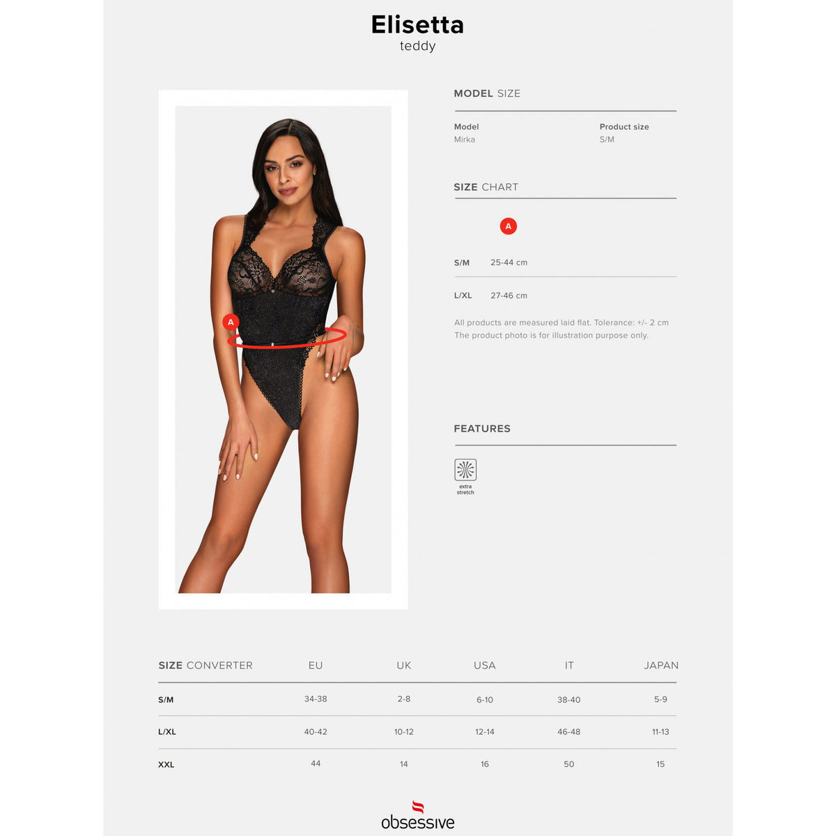 Sexy body Obsessive Elisetta teddy pizzo glitter nero