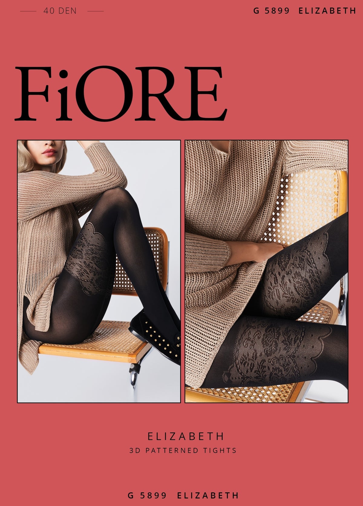 Collant donna Fiore Elizabeth 40 den nero effetto finta parigina