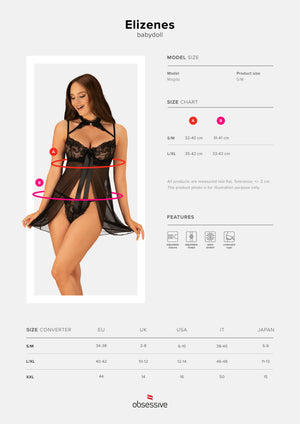 Sexy babydoll con ferretto + perizoma Elizenes Obsessive 