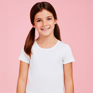 Maglia bimba ellepi 651 manica corta caldo cotone garzato 3 pz