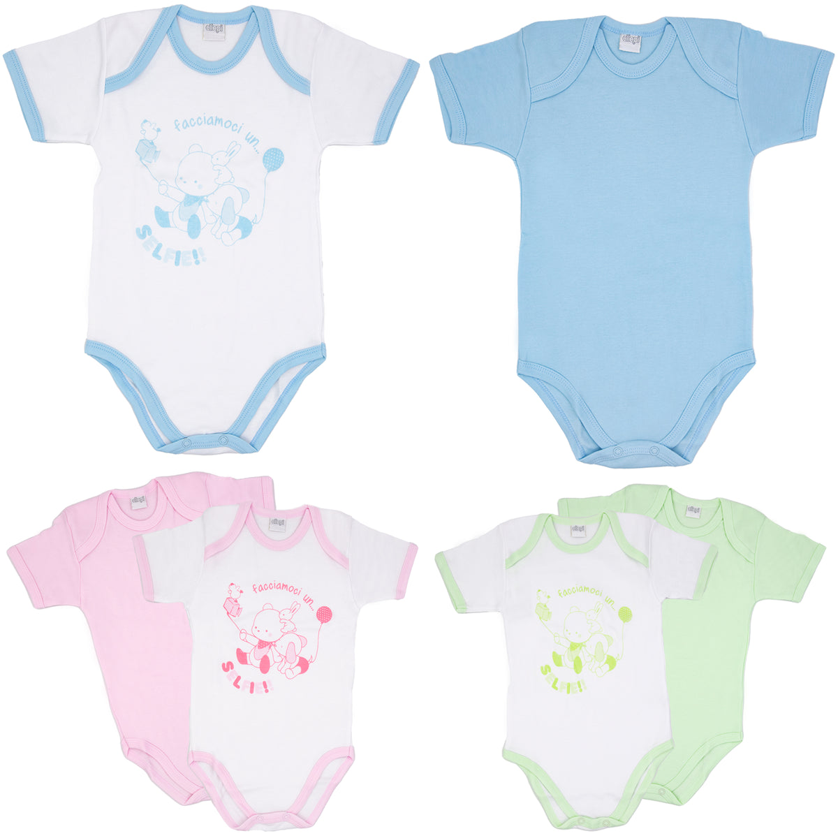 Body neonato Ellepi fantasia manica corta caldo cotone 2 pz