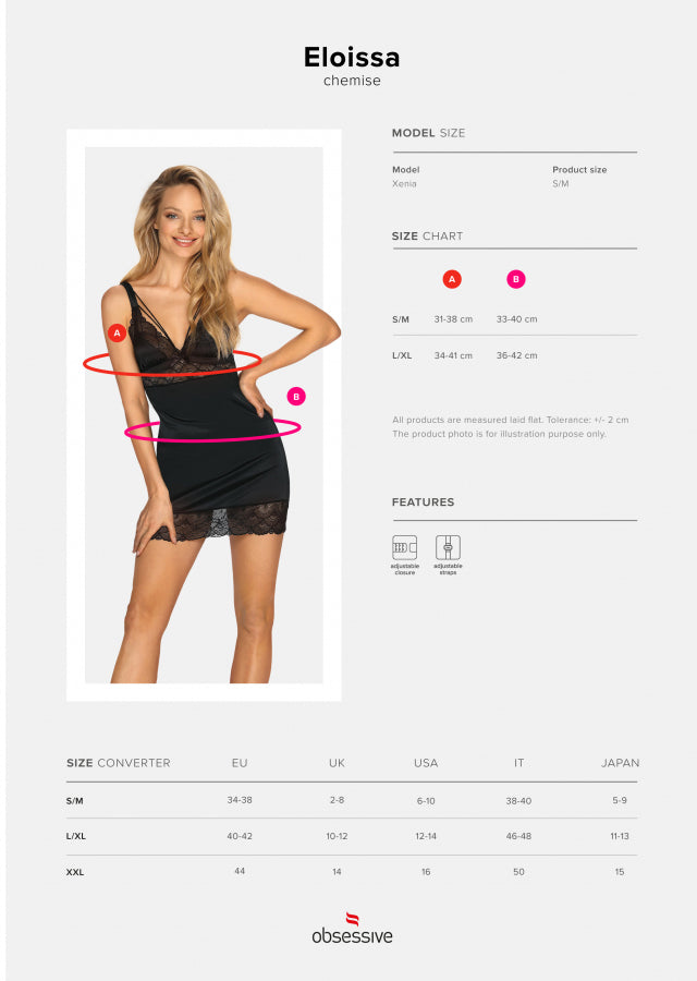 Sottoveste + perizoma sexy pizzo e microfibra Obsessive Eloissa