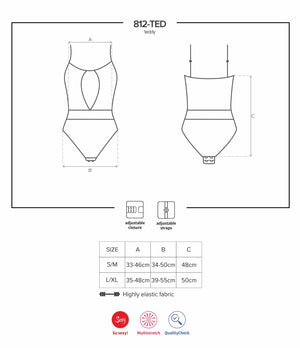 Body sexy Obsessive 812-TED-1 Teddy trasparente con pizzo