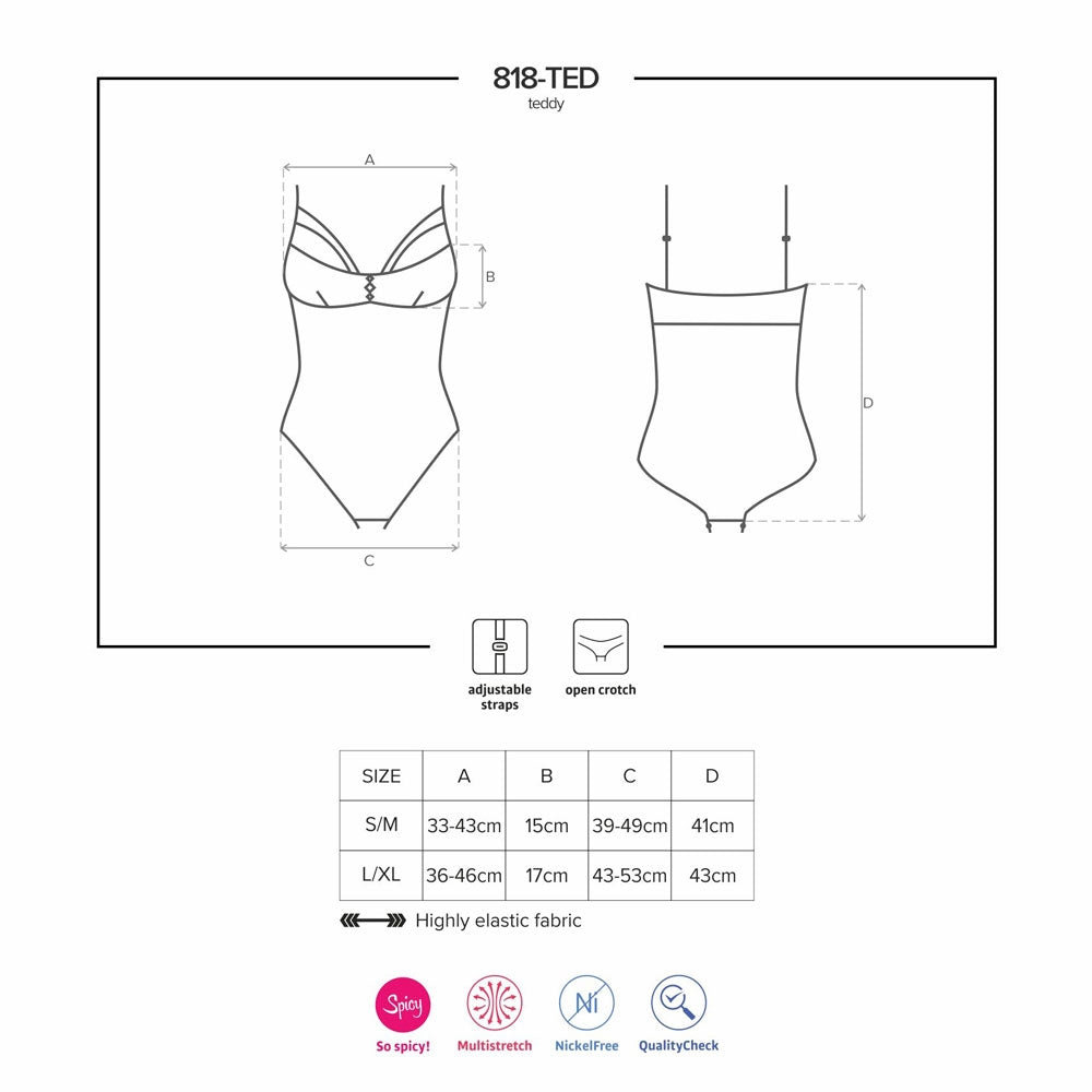 Sexy body Obsessive 818-ted-1 cavallo aperto pizzo nero