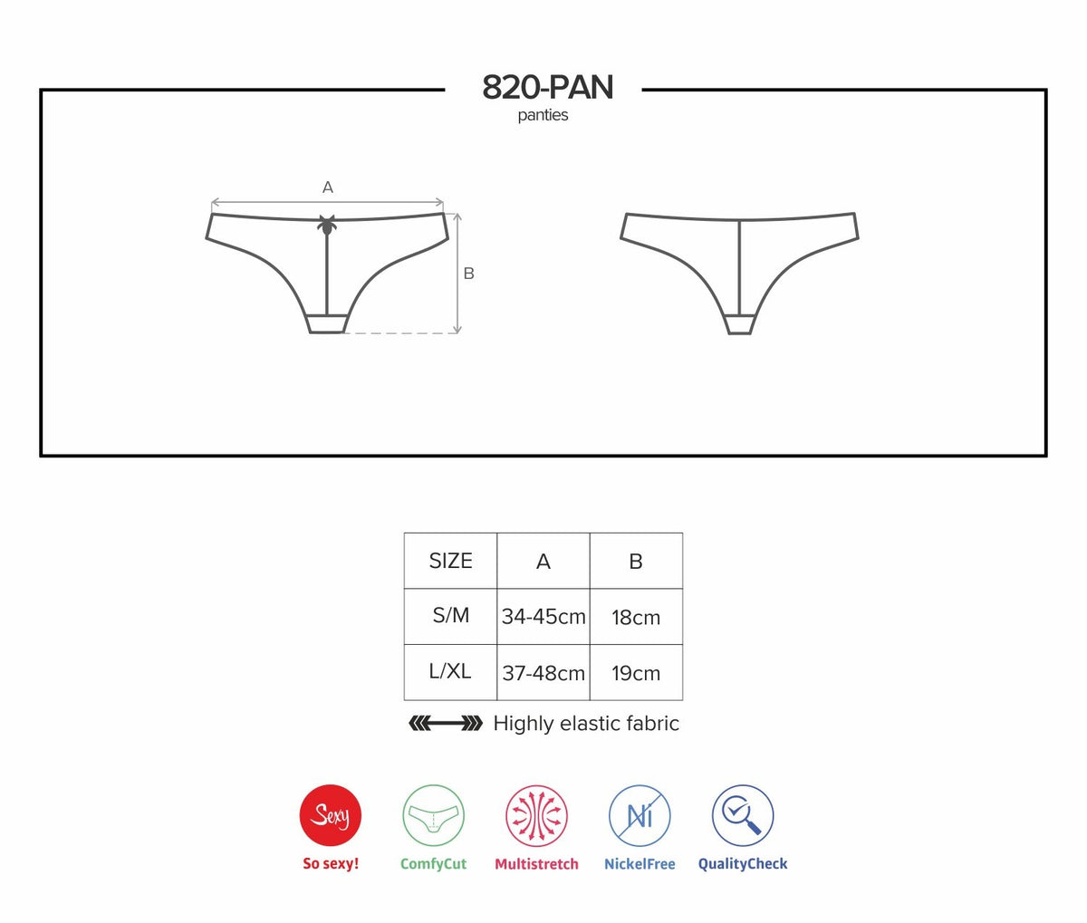 Sexy slip panty Obsessive 820-pan-1 nero in pizzo